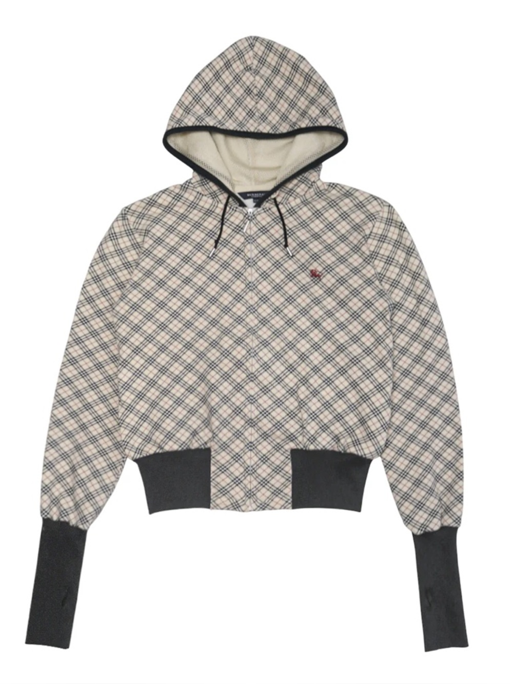 Burberry nova check print zip up knit hoodie